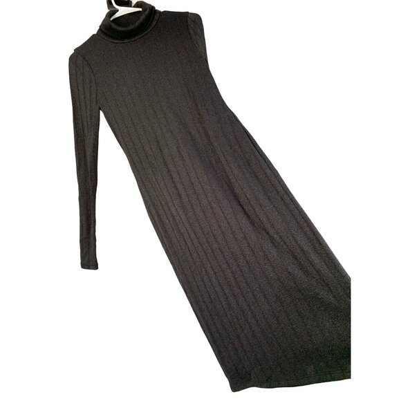 WHBM Sweater Dress Midi Mock Neck NWT Size 4 S Shimmer Sheath 7782 Black Ikat - Picture 7 of 9